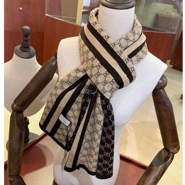 2023 man cashmere scarf men and women winter scarves ladies shawls big letter wraps pattern wool plaid neckerchiefs print pashminas 45cm x 1, Blue;gray